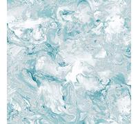 YöL Elixir Liquid Marble Effect Wallpaper Swirls Teal Silver Metallic Shimmer