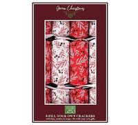 YöL Fill Your Own Eco-Friendly Christmas Crackers Pack of 8 White And Red Berry Design Xmas Table Decor