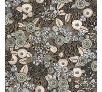 YöL Floral Black Wallpaper Botanical Flower Pattern with Soft Teal and Cream Detail, Elegant Classic Wall Covering for Living Room Bedroom Dining Room or Feature Wall Home Décor