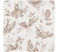 YöL Forest Friends Neutral Wallpaper - 10.05m x 53cm Roll - Kids Bedroom Nursery Feature Wall - Washable Paste The Paper - Soft Blue Whimsical Animal Theme