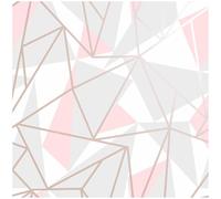 YöL Geometric Blush Pink Grey White Wallpaper Modern Rose Gold Line Triangle Pattern Contemporary Feature Wall Decor for Bedroom Living Room Home Office Interiors