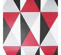 YöL Geometric Diamond Wallpaper Red Black Grey White Triangles 10m Roll