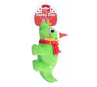 YöL Green Dinosaur Christmas Themed Plush Dog Toy - Festive Pet Puppy Interactive Stimulating Play Time Contains Internal Squeaker Fetch Chew Cuddly Companion