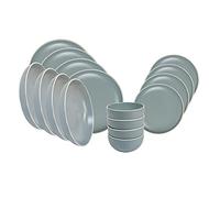 YöL Grey Dinnerware Set Table Setting Service For 4 Stoneware Modern Design 16pc Dinner Set Bowls Plates Dining