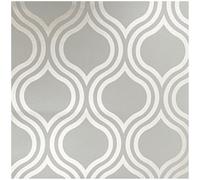 YöL Grey Geometric Trellis Wallpaper Modern Curved Lattice Pattern Neutral Silver Grey Feature Wall Design Contemporary Wallpaper for Living Room Bedroom Hallway Stylish Home Décor