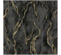 YöL Heavyweight Vinyl Black Gold Pandora Wallpaper - Paste The Paper Scrubbable - 10.05m x 53cm Roll - Contemporary Versatile Modern - Feature Statement Wall - Bedroom Living Room Lounge
