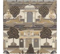 YöL Indian Palace Tigers and Peacocks Wallpaper in Lilac and Grey, Ornate Architectural Garden Mural Design Feature Wall Covering for Living Room Bedroom Dining Room Interior Decor