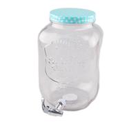YöL Large Glass Drinks Dispenser 8L Party BBQ Outdoor Style with Tap and Teal Blue Lid Easy Filling Wide Mouth Summer Cocktail Juice Water Carafe Jug