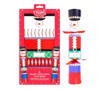 YöL Make Your Own Nutcracker Christmas Crackers Kit - DIY Personalised Crackers with Ribbons, Hats, Mottos, Snaps & Name Tags - Fun Family Craft Activity - Pack of 6 - 36.5 cm Paper Crackers