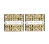 YöL Mini Christmas Saucer Crackers Pack of 16 Breakfast Crackers Gold Leaf Xmas Crackers Xmas Decorations Tableware