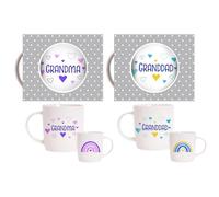 YöL New Grandparents Mugs Set Baby Shower Grandma Grandad Newborn New Bone China 12oz Celebration Home Kitchen Keepsake Gift