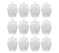 YöL Pack of 12 1500ml Clear Plastic Round Ribbed Sweet Jar With Pull Off Lid Large Candy Storage Container Textured Treat Jar For Sweets Biscuits Chocolate Kitchen Pantry Party Display