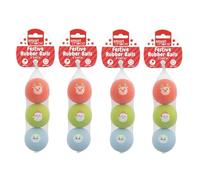 YöL Pack of 12 Festive Rubber Dog Balls 6cm Tough Chew Resistant Christmas Pet Toy Set with Blue Snowman Green Santa and Red Reindeer Designs Safe for Teeth and Gums