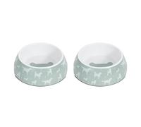 YöL Pack of 2 500ml Dog Print Food Drink Bowl Pet Puppy Anti Skid Base Melamine Plastic Sage Green
