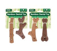 YöL Pack of 2 Bamboo Chew Toys - Pet Dog Puppy Strong Durable Dental Health Natural Materials - Fun Interactive Play