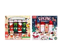 YöL Pack of 2 Christmas Crackers - 6 Racing Reindeer, 6 Race To Santa's Workshop Board Games, Kids Family Xmas Table