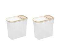 YöL Pack of 2 Cream Dry Food Storage - 2 Litre Clear Plastic Containers - Kitchenware Pasta Cereal Rice Flour Sugar - Flip Top Secure Clip Lid Pouring Spout
