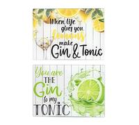YöL Pack of 2 Gin & Tonic Tempered Glass Worktop Saver Chopping Board - Anti Slip, Surface Protector, Cocktail Drinks Fruit