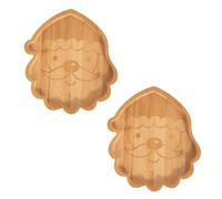 YöL Pack of 2 Kids Bamboo Christmas Dinner Plate - Festive Santa Claus Wooden Serving Tray for Children Baby Toddler - Eco-Friendly Dinnerware - 18.5cm x 20cm