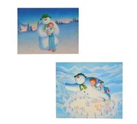 YöL Pack of 2 The Snowman Snowdog Colour Changing Christmas Fibre Optic Canvas Light Up LED
