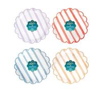 YöL Pack of 20 Scallop Edge Paper Plates Striped Red Lilac Blue Terracotta Summer Dining Picnic Party BBQ