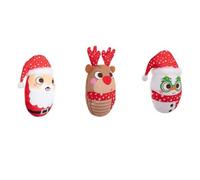 YöL Pack of 3 Squeaky Festive Plush Christmas Dog Toys - 14-17cm Soft Polyester with Internal Squeaker & Crinkle - 3 Designs Santa, Reindeer & Snowman - Interactive Chew, Tug Of War & Fetch