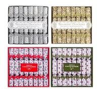 YöL Pack of 32 Mini Saucer Christmas Crackers Afternoon Tea Breakfast Xmas Table Deco Holly Leaf Gold Silver Red