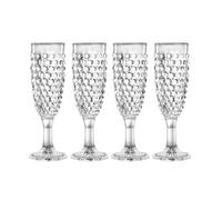 YöL Pack of 4 Bubble Effect Textured Champagne Flute - 160ml Glass Drinks Cups Indoor Outdoor Summer Party Dining Dishwasher Safe - Water Juice Cocktails Wine Gin