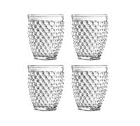 YöL Pack of 4 Bubble Effect Textured Tumblers - 270ml Small Glass Drinks Cups Indoor Outdoor Summer Dining Dishwasher Safe - Water Juice Cocktails Wine Gin