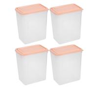 YöL Pack of 4 Tall Food Storage Containers 6L Pink Lid, Large Plastic PP Kitchen Pantry Boxes for Cereal, Pasta, Rice, Flour, Snacks and Dry Food Organisation