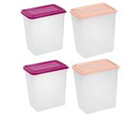 YöL Pack Of 4 Tall Large Cereal Containers Storage 6L Dry Pasta Cereal Pet Food Storage Tub & Lid