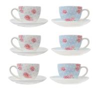 YöL Pack of 6 Afternoon Tea Cup & Saucer Plate Set Porcelain Tableware Coffee