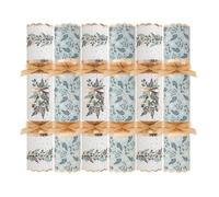 YöL Pack of 6 Deluxe White Blue Gold Christmas Crackers - 13.5" Metallic Festive Xmas Holiday Dinner Table Decorations - Novelty Fun Prizes Gifts Contains Hats Jokes Duck Egg