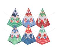 YöL Pack of 6 Novelty Pyramid Christmas Crackers Multicolour Xmas Gonk Design, Trivia Game - Eco-Conscious Family Kids Children Festive Fun Hat, Snap & Motto Blue Green Red
