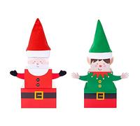 YöL Pack Of 6 Santa And Elf Christmas Eve Gift Boxes - With Hat, Festive Xmas Stackable Nesting Presents