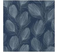 YöL Peacock Maya Feathers Navy Blue Wallpaper - Modern Contemporary Versatile Sophisticated - 10.05m x 53cm Roll - Extra Washable Strippable - Bedroom Living Room Lounge - Feature Wall