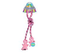 YöL Pink Alien Themed Rope Tug of War Treats Plush Toys Squeaky Dog Pet Puppy Interactive Stimulating Play