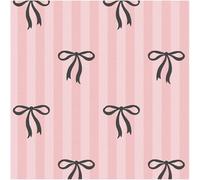 YöL Pink Bow Ribbon Vinyl Wallpaper Blush Pink Stripe Girls Bedroom Nursery Wall Covering Cute Coquette Style Black Bow Design Decorative Paper for Feature Wall Dressing Room Decor