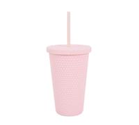 YöL Pink Honeycomb Textured Drinks Tumblers Cups Reusable Double Wall 500ml Lid Durable Strong Straw Summer Iced Coffee