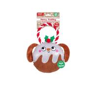 YöL Plush Christmas Pudding Rope Toy Tug Of War Squeaky Dog Puppy Stocking Filler Gift Present