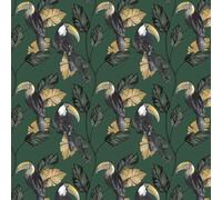 YöL Premium Tiki Green Wallpaper - Bird Jungle Botanical - 10.05m x 53cm Roll - Paste The Wall Washable - Bedroom Living Room Lounge - Feature Statement Wall - Contemporary Versatile Sophisticated
