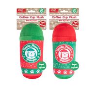 YöL Red Green Plush Novelty Christmas Dog Toy Squeaky Coffee Inspired Puppy Christmas Pup Cup Puppaccino