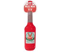 YöL Red Mutt Wine Squeaky Plush Christmas Dog Toy - 28cm Festive Bottle Design - Soft Polyester with Internal Squeaker Crinkle Effect - Durable Chew, Tug Of War & Fetch
