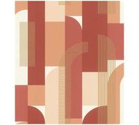 YöL Red Orange Geometric Pattern Wallpaper - Contemporary Versatile Sophisticated - Feature Wall - Living Room Study Dining Room Bedroom - Abstract Washable Strippable - Paste The Wall Non Woven