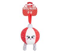 YöL Red Squeaky Plush & Rope Christmas Bauble Dog Toy - 25cm Festive Design - Soft Polyester with Internal Squeaker & Crinkle - Durable Rope Chew, Tug Of War & Fetch