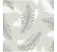 YöL Sage Feather Wallpaper, Soft Floating Feather Pattern on Muted Green Background, Elegant Modern Feature Wall Décor for Bedroom Living Room Nursery or Hallway
