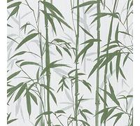 YöL Sample Green White Bamboo Wallpaper Jungle Tropical Textured Vinyl - Sample Piece