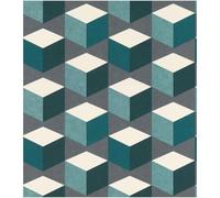 YöL Sansa Geometric Teal Wallpaper - 3D Effect Paste The Wall - Contemporary Versatile Sophisticated - Feature Statement Wall - Bedroom Living Room Lounge - Modern Vinyl