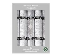 YöL Set Of 10 Luxury Eco-Friendly Christmas Crackers White And Silver Snowflake Design Xmas Table Decoration