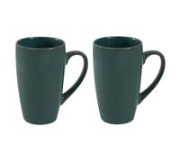 YöL Set of 2 - Large Green Reactive Glaze Latte Mug 600ml Stoneware Coffee Cups Tall Tea Mugs Modern Kitchen Drinkware for Latte Cappuccino Hot Chocolate Everyday Use